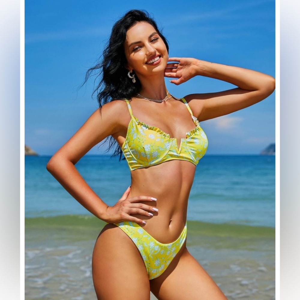 NWT Zaful Floral High Cut Bikini